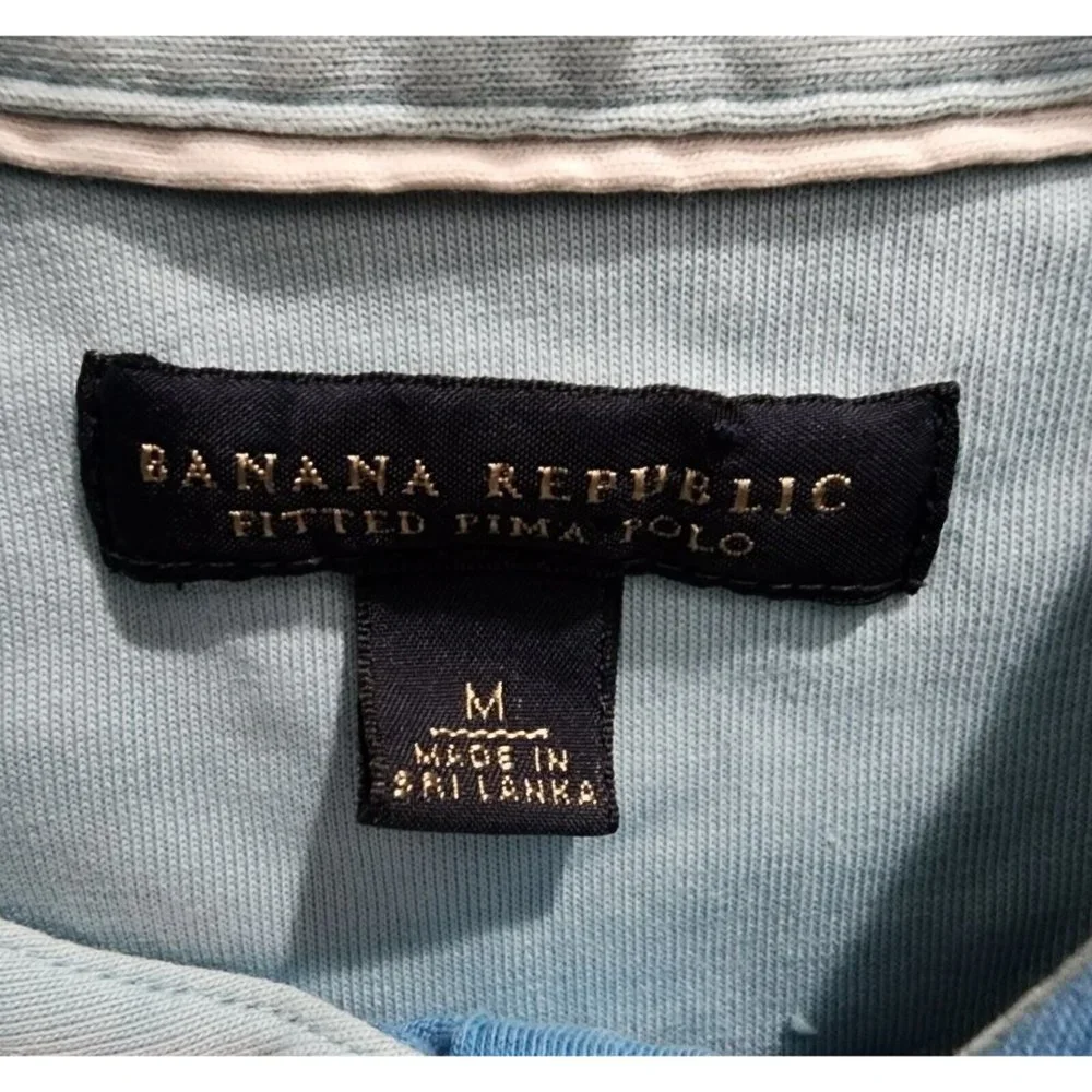 Banana Republic Short Sleeve Polo Shirt Men's‎ Size Medium 100% Pima Cotton Blue